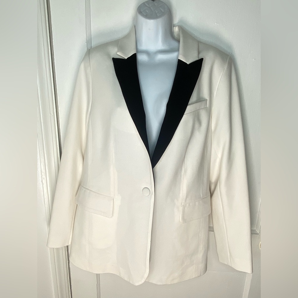 Eloquii Nordstrom 14 Contrast Collard Women's Black and White Blazer Jacket